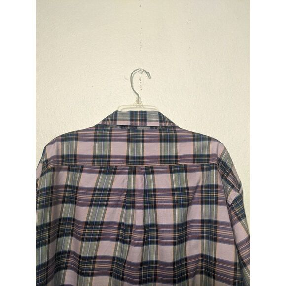2XL Men's Brooks Brothers Cotton Button Down Plaid Purple Shirt Made In Italy - Picture 4 of 14